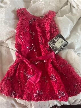 Cachcach pink flower dress ! Made in the USA sequins 5